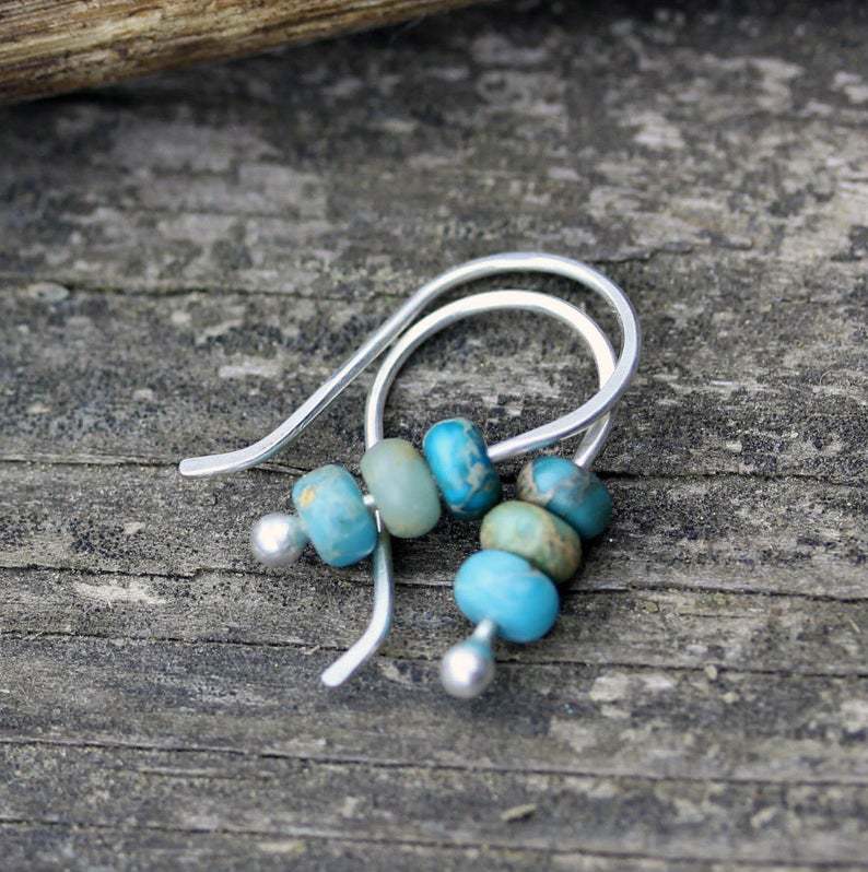 Turquoise beaded earrings "Sunset Soirée" – Elegant & refined