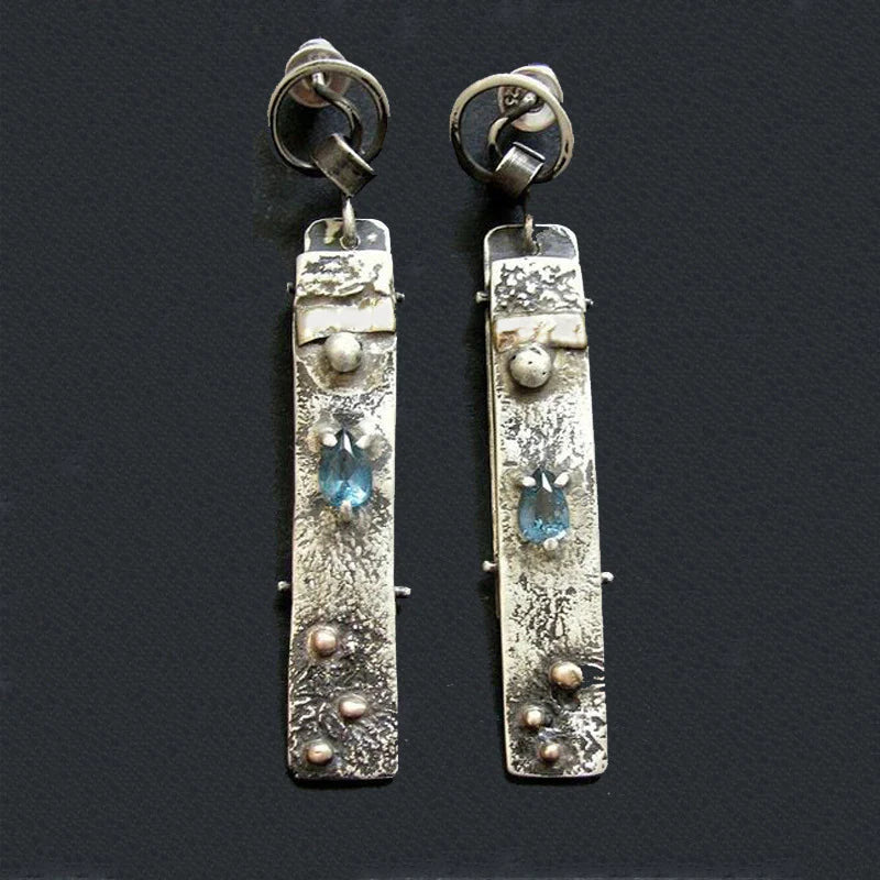 Blue stone handmade earrings "Sunset Soirée" – Elegant & natural