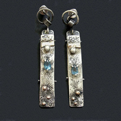 Blue stone handmade earrings "Sunset Soirée" – Elegant & natural