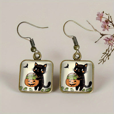 Retro Halloween Square Earrings