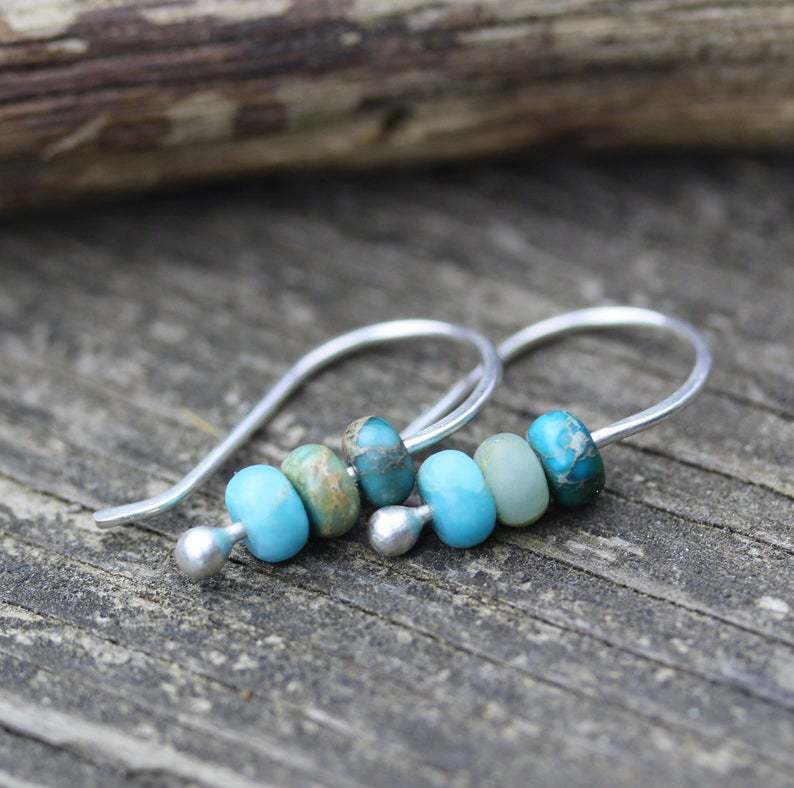 Turquoise beaded earrings "Sunset Soirée" – Elegant & refined