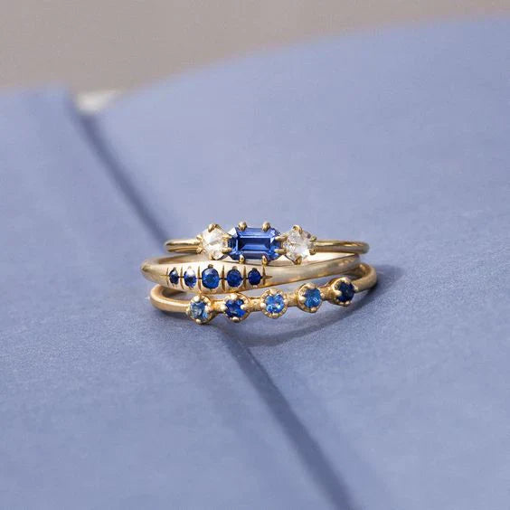 Vintage layered blue zirconia ring "Romantic Dinner" – Elegant & refined