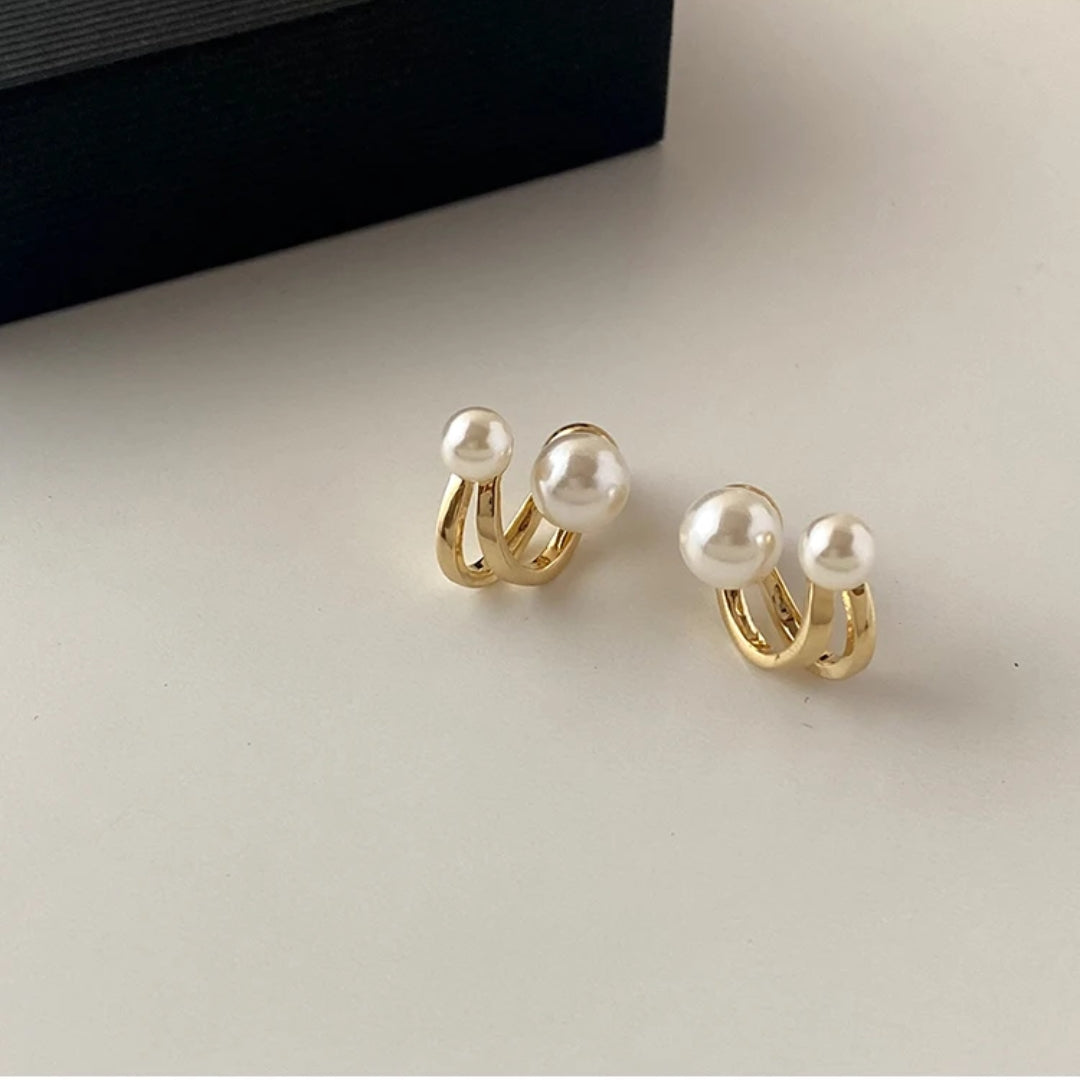 Gold spiral pearl earrings "Romantic Dinner" – Elegant & refined