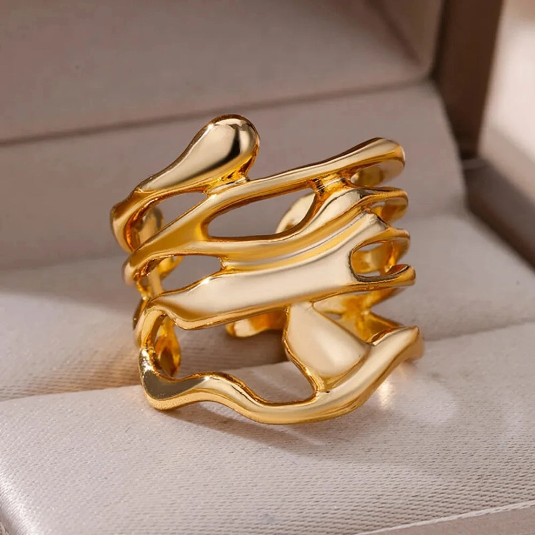 Irregular forged gold ring "Sunset Soirée" – Elegant & refined