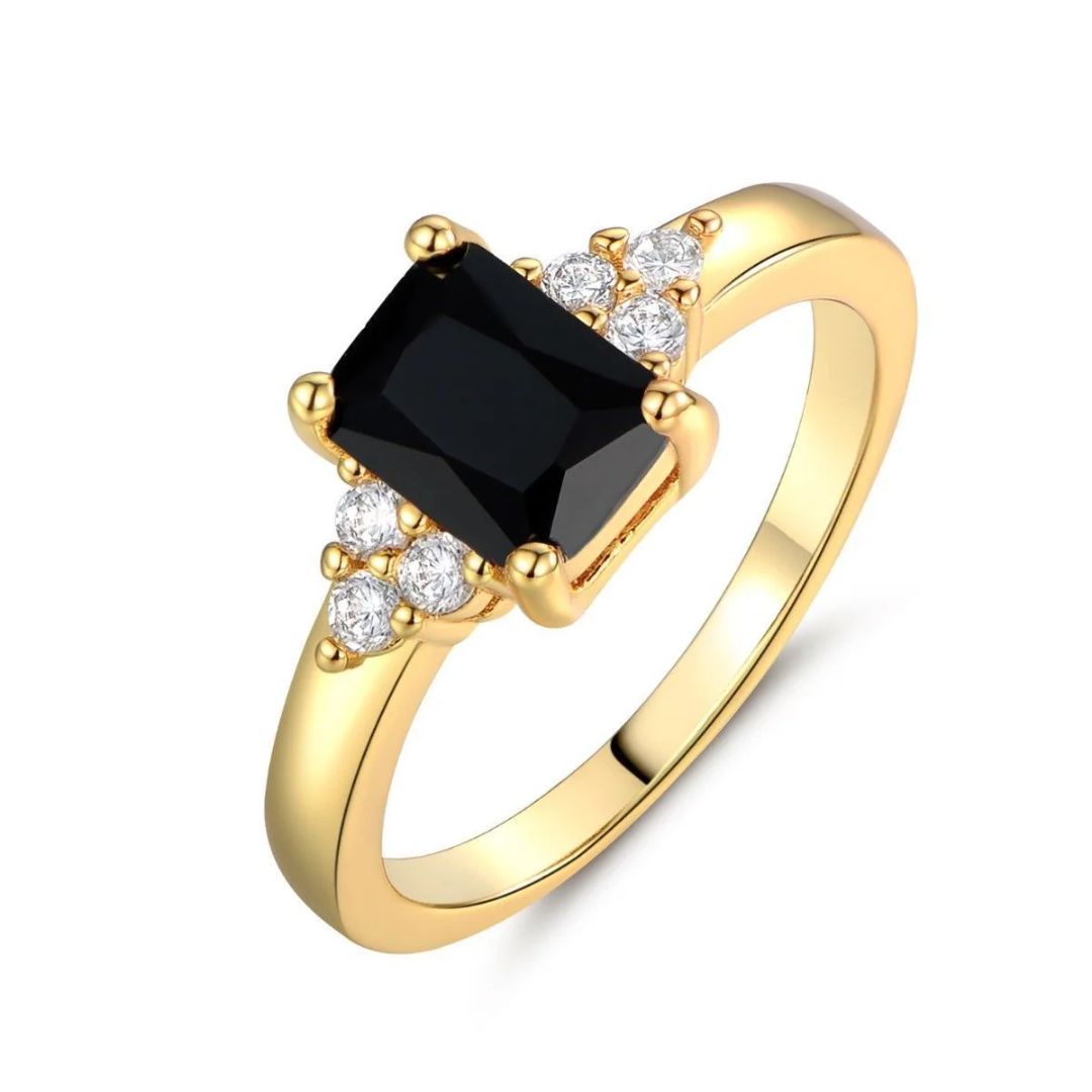 Black zirconia gold ring "Romantic Dinner" – Elegant & refined