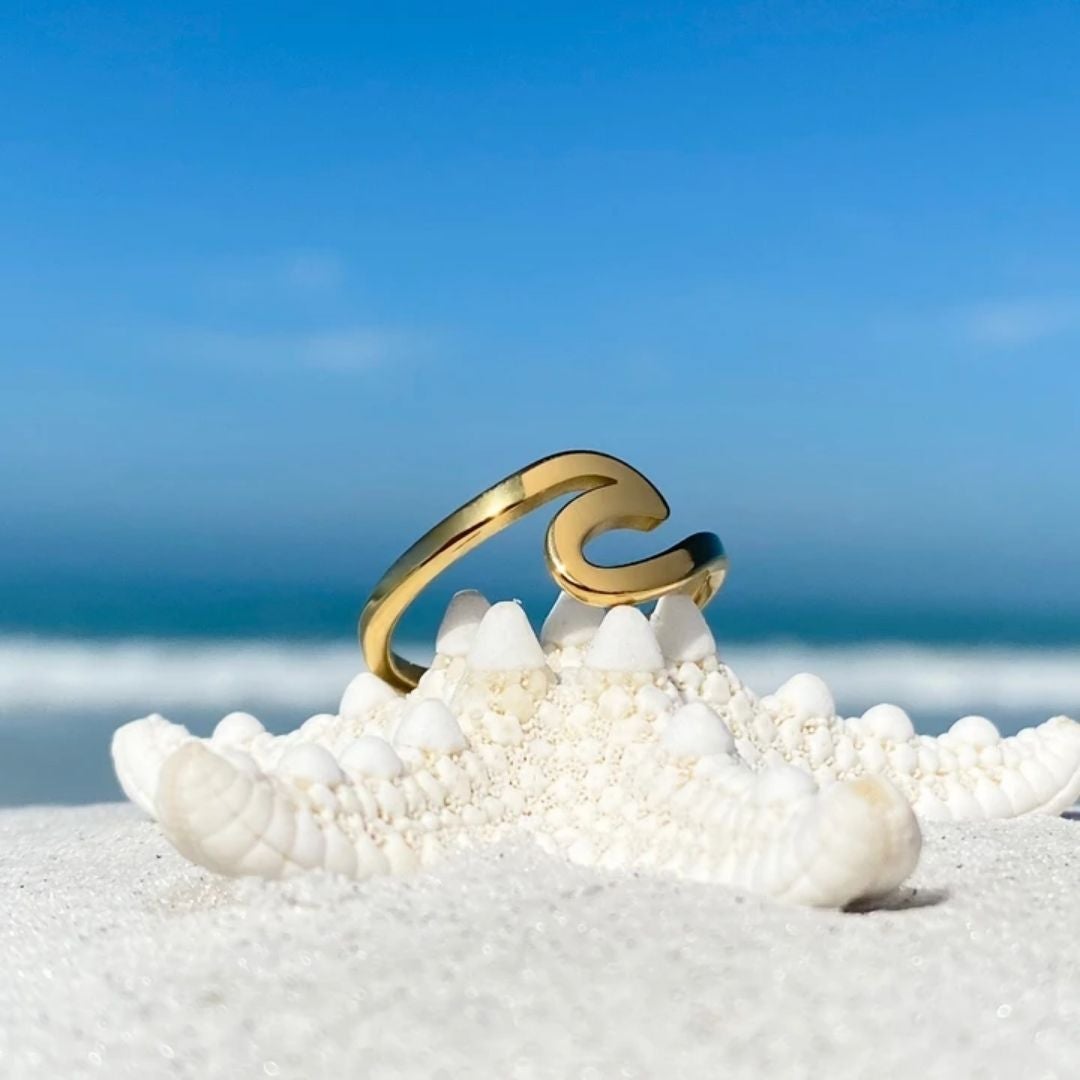 Gold sea wave ring "Beach Walk" – Elegant & refined
