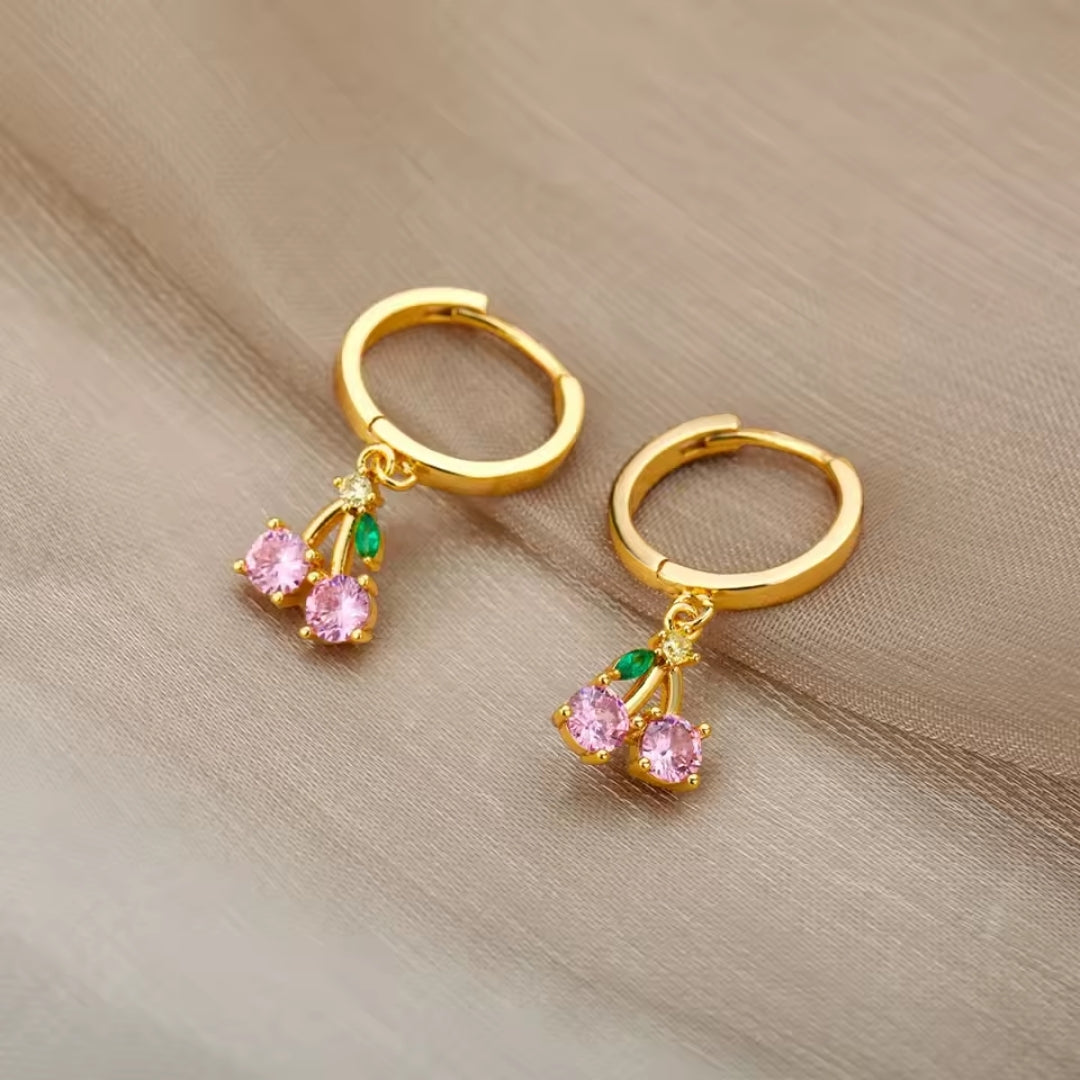 Pink crystal gold earrings "Sunset Soirée" – Elegant & refined