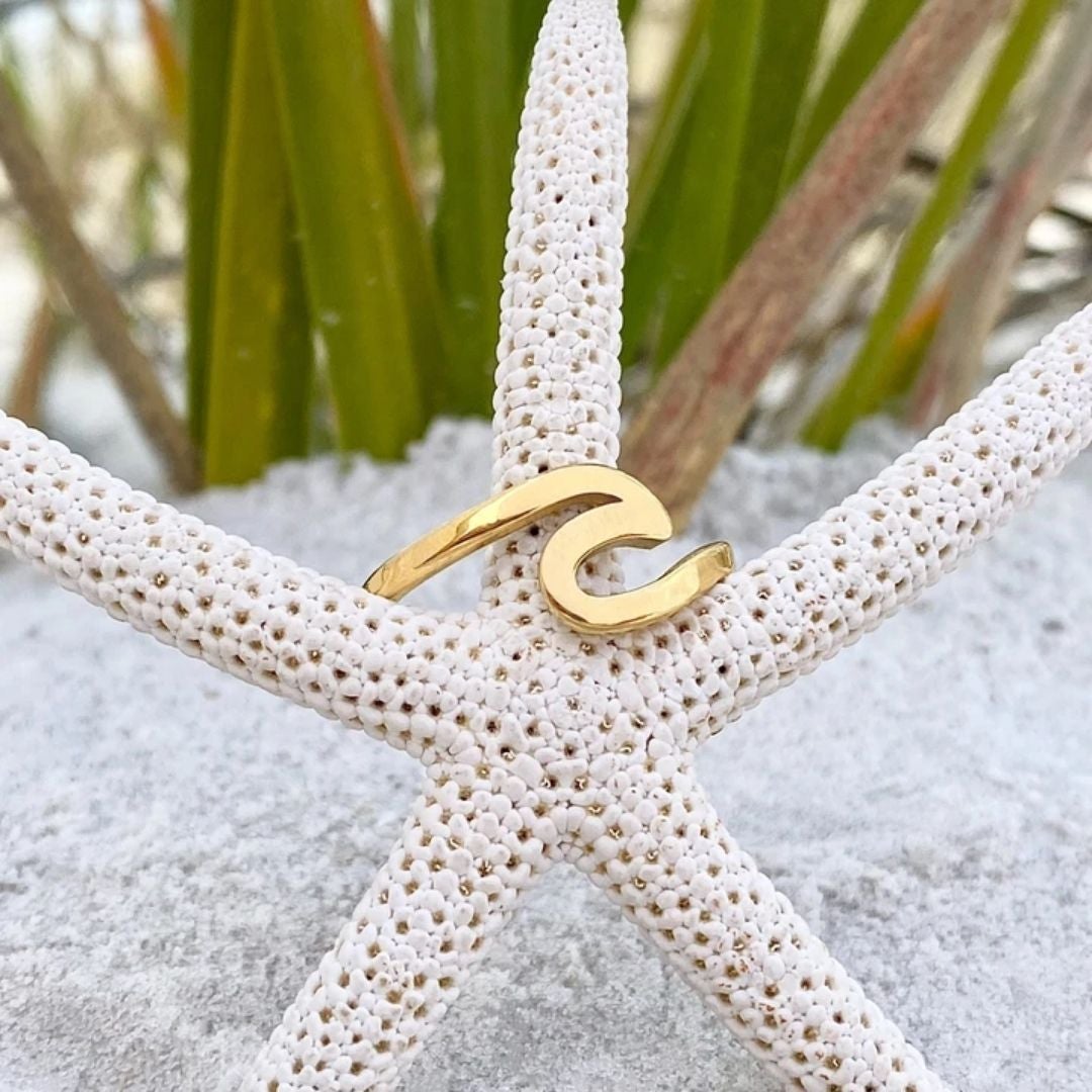 Gold sea wave ring "Beach Walk" – Elegant & refined