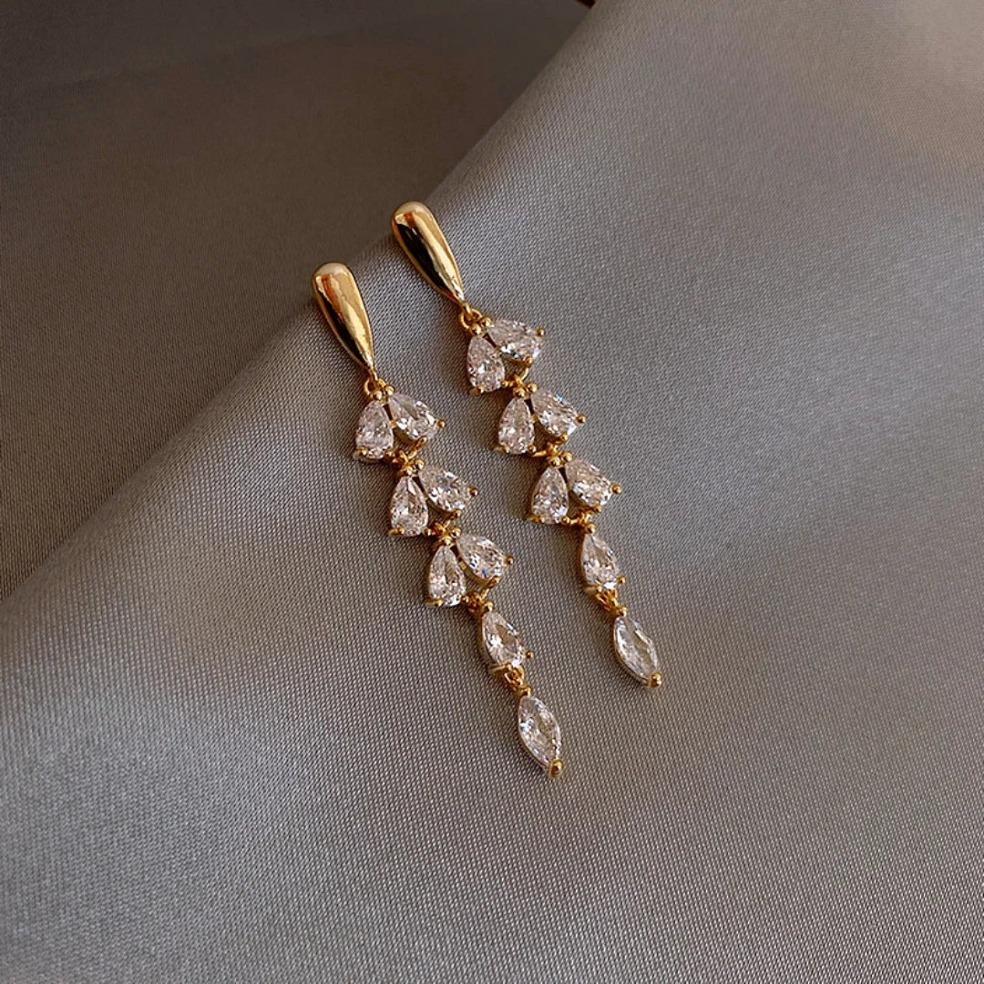Dangling Leaf Crystalline Earrings  "Cocktail Hour" – Elegant & refined