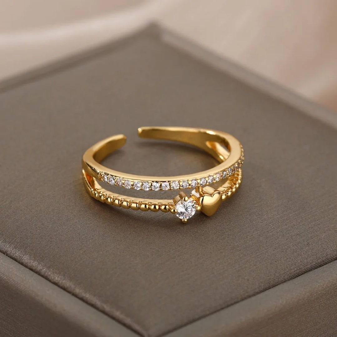 Adjustable layered bright golden ring "Cocktail Hour" – Elegant & refined