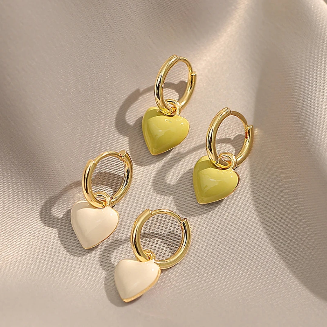 White & Green Heart Earrings "Sunday Picnic" – Fresh & feminine