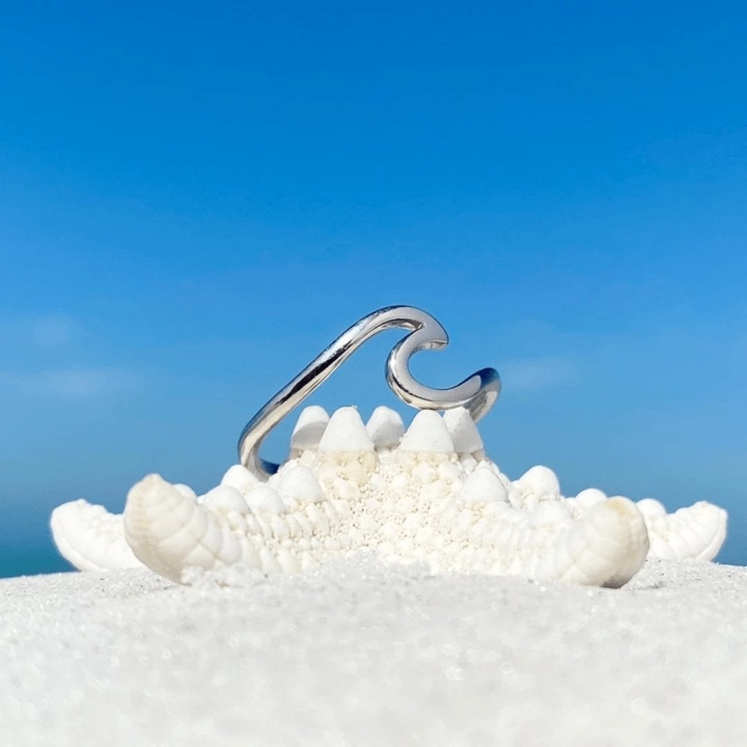 Silver sea wave ring "Sunset Soirée" – Elegant & refined