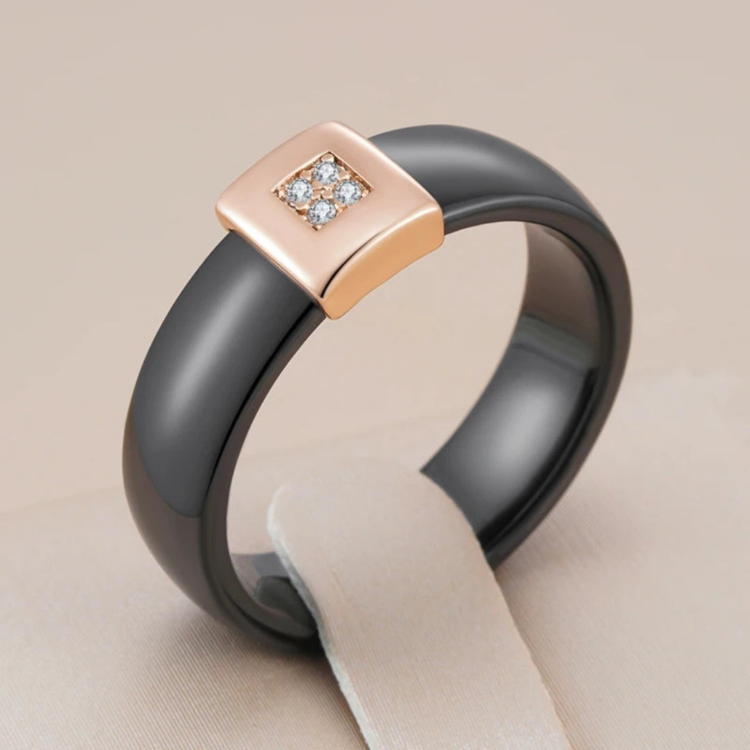Elegant black gold ring