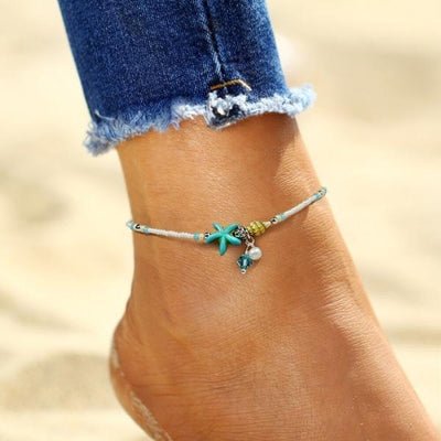 Star and Shell anklet bracelet "Beach Walk" – Natural & stylish