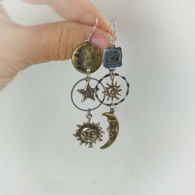 Sun-Moon Pendant Earrings "Cocktail Hour" – Elegant & refined