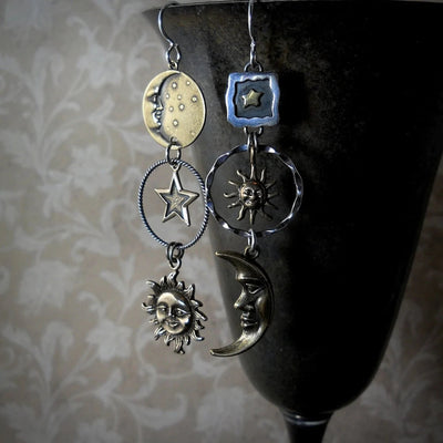 Sun-Moon Pendant Earrings "Cocktail Hour" – Elegant & refined