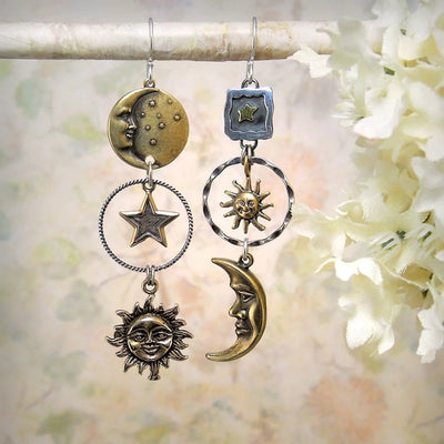 Sun-Moon Pendant Earrings "Cocktail Hour" – Elegant & refined