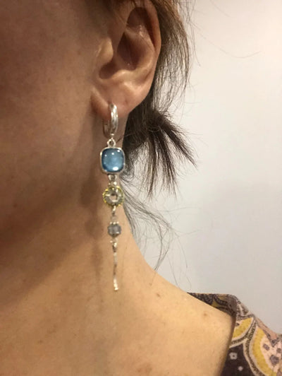 Blue Stone Cross Earrings "Cocktail Hour" – Elegant & refined