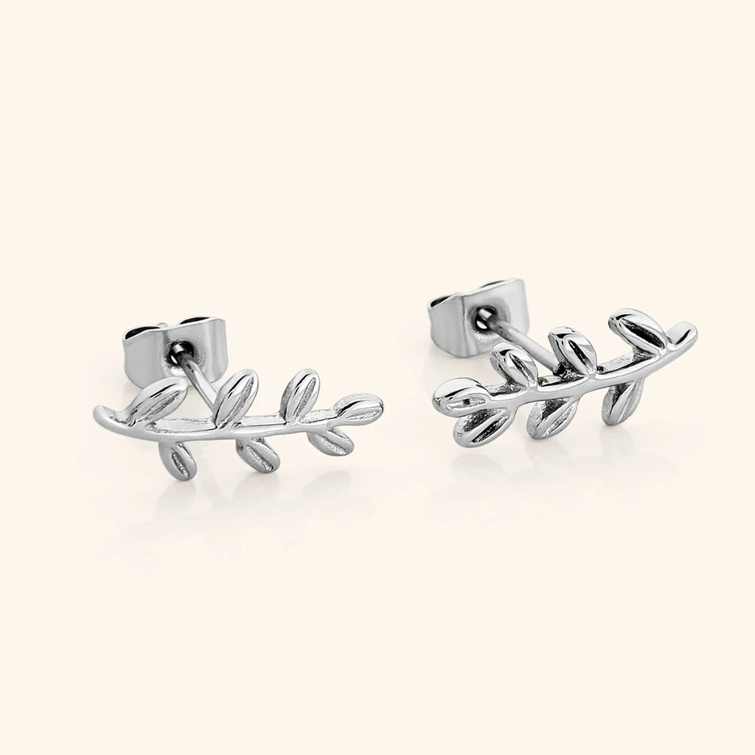 Leaf Silver Stud Earrings "Cocktail Hour" – Elegant & refined