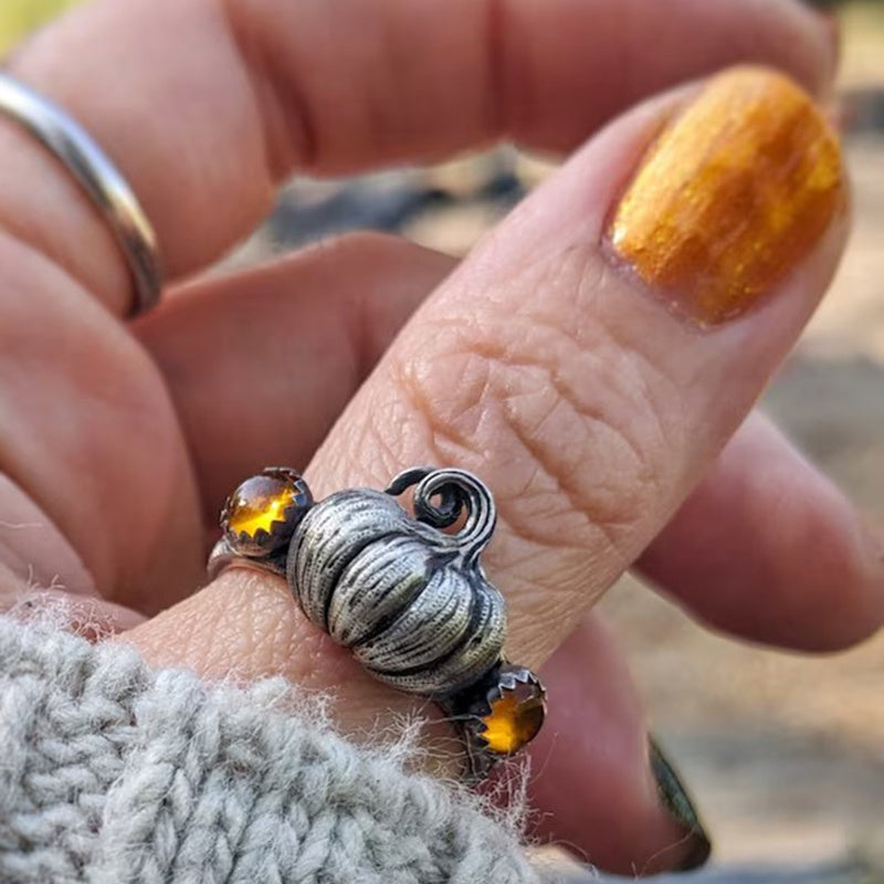 Unique Pumpkin Zirconia Ring