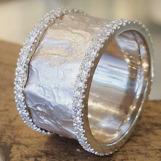 Vintage silvered zirconia ring "Romantic Dinner" – Elegant & refined