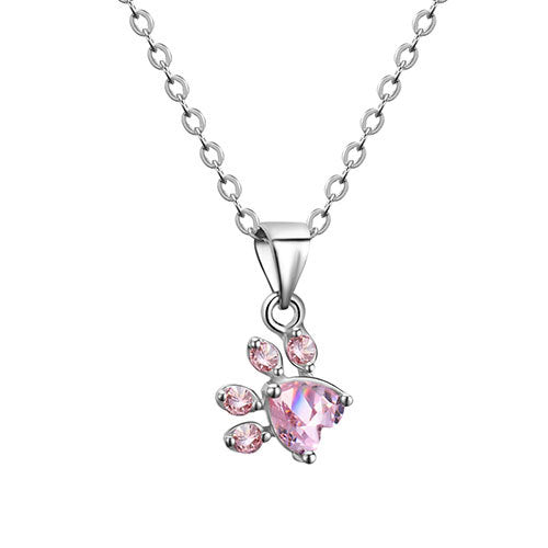 Rose Gold Paw Jewelry Set 4 Pieces with Zirconia Heart