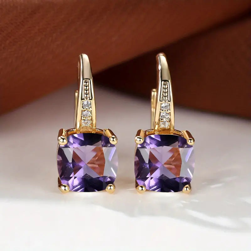Enchanting Blue Gemstone Gold Hoop Earrings