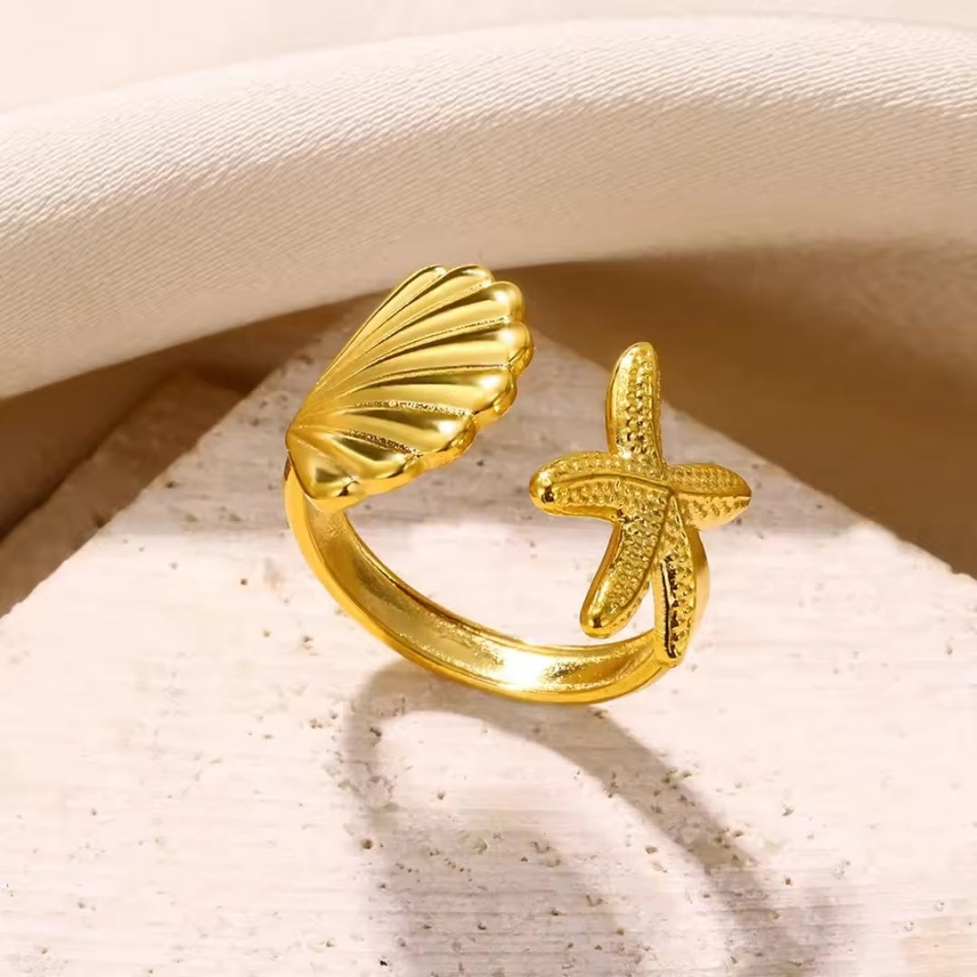 Adjustable ocean golden ring "Beach Walk" – Elegant & refined