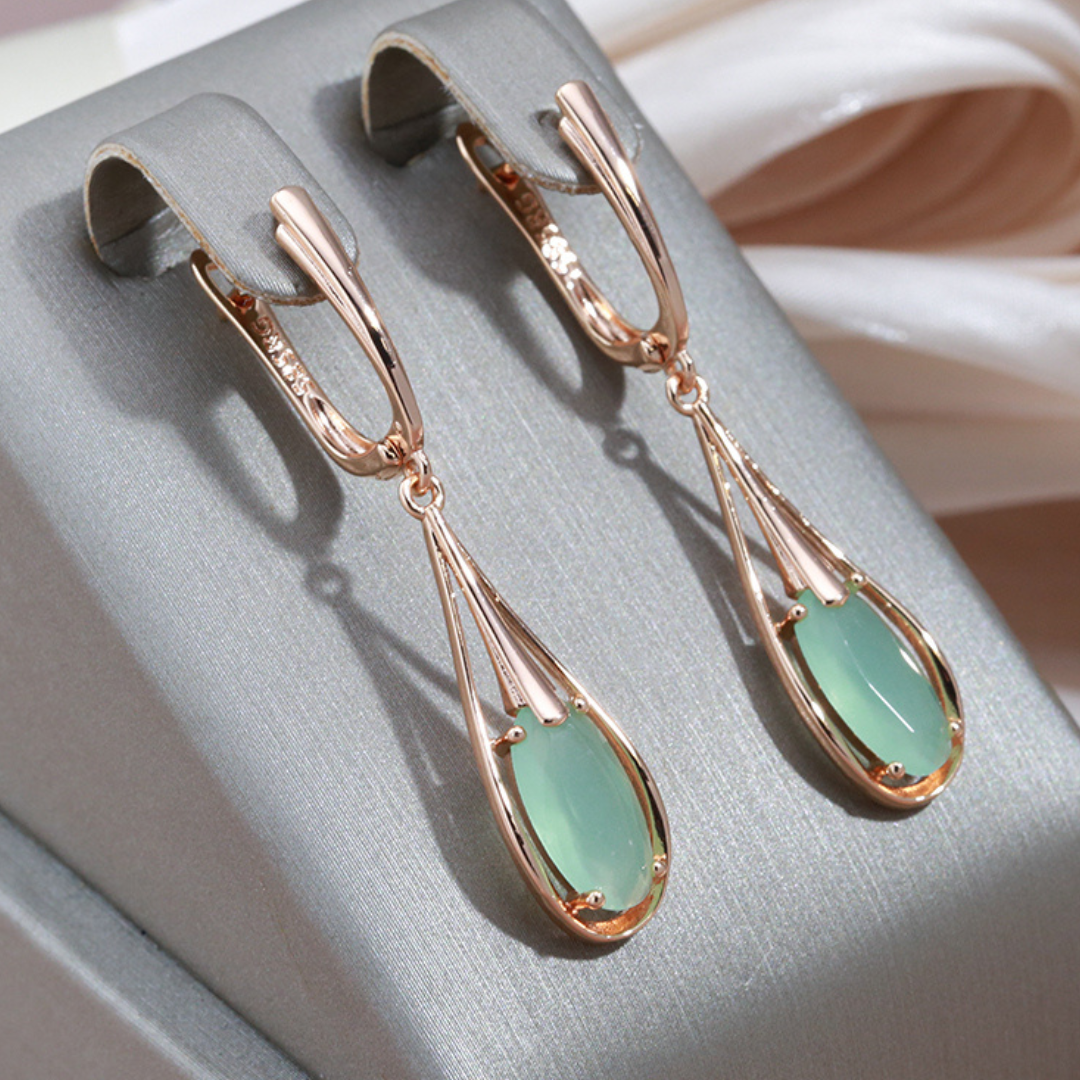 Rose Gold Earrings with Natural Gemstone