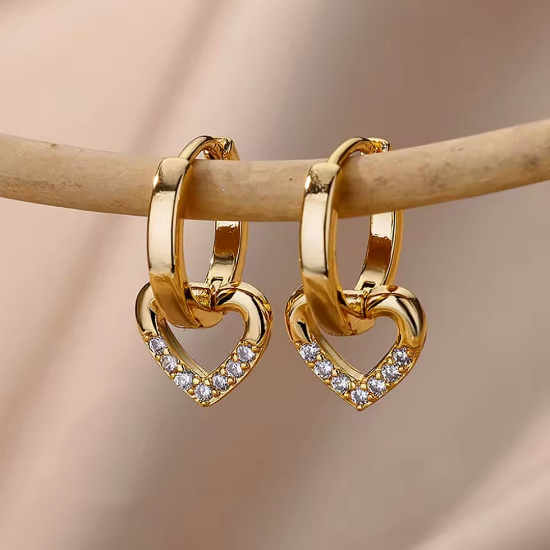 Bright gold heart earrings "Cocktail Hour" – Elegant & refined