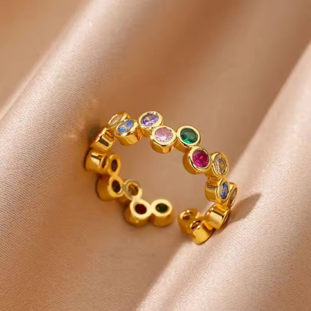 Colorful crystals gold ring "Cocktail Hour" – Elegant & refined