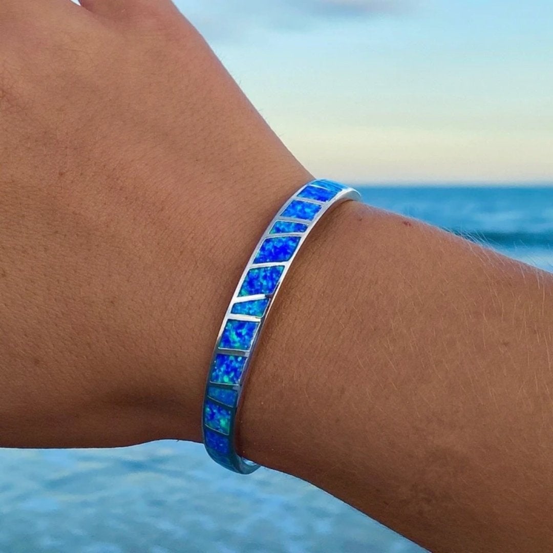 Blue and silver opal bracelet "Sunset Soirée" – Elegant & refined