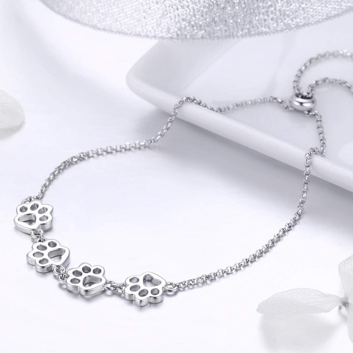 Sterling Silver Paw Print Bracelet