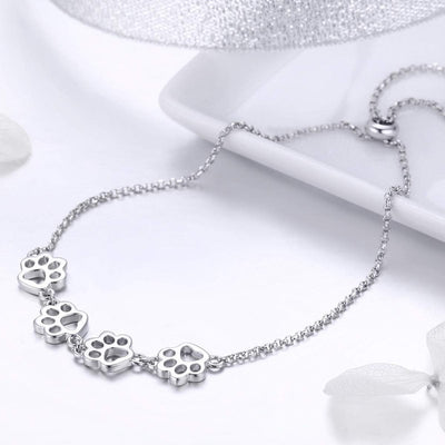 Sterling Silver Paw Print Bracelet