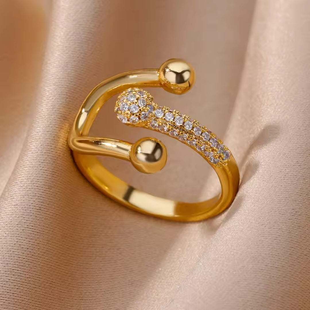 Bright gold beads ring "Cocktail Hour" – Elegant & refined