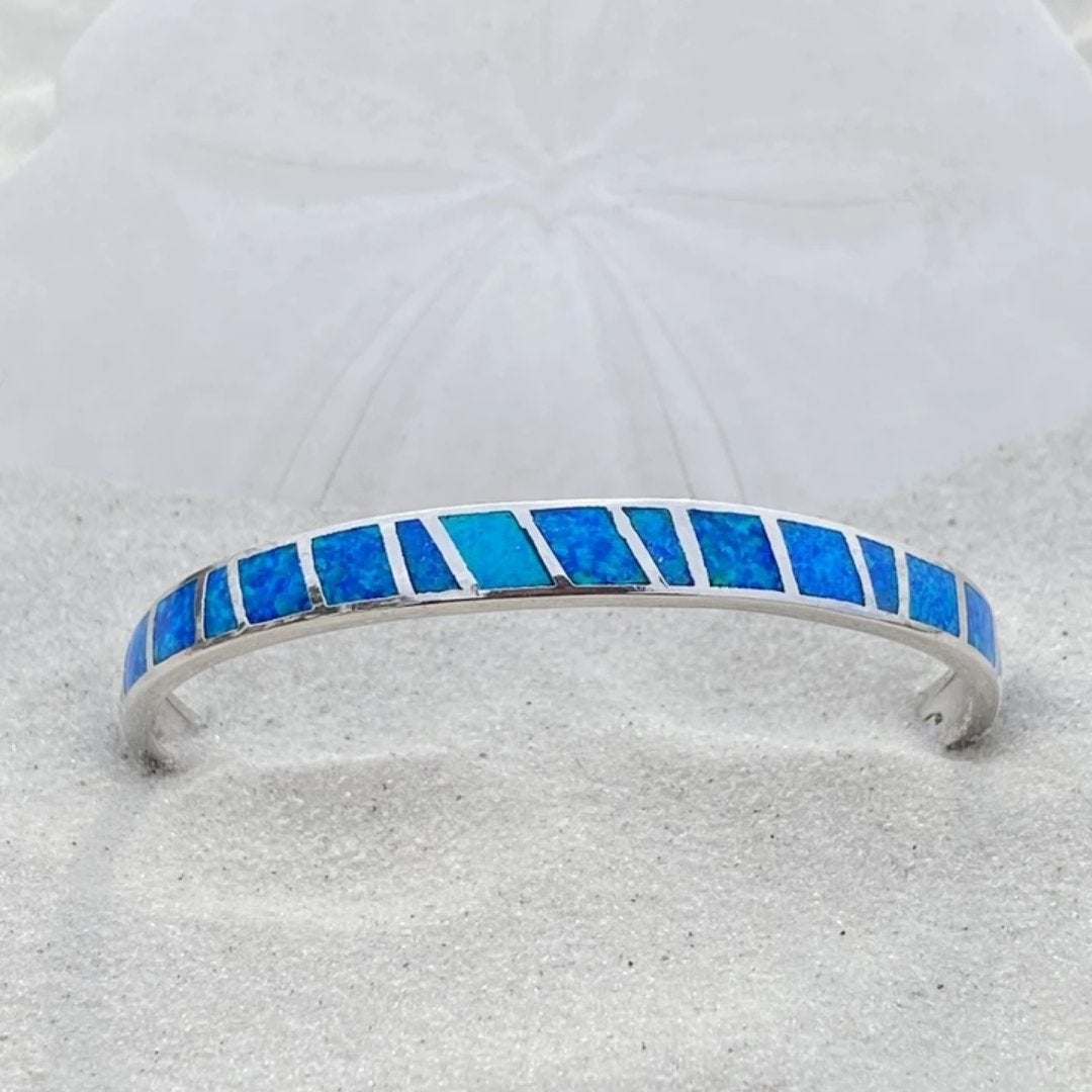 Blue and silver opal bracelet "Sunset Soirée" – Elegant & refined