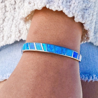 Blue and silver opal bracelet "Sunset Soirée" – Elegant & refined