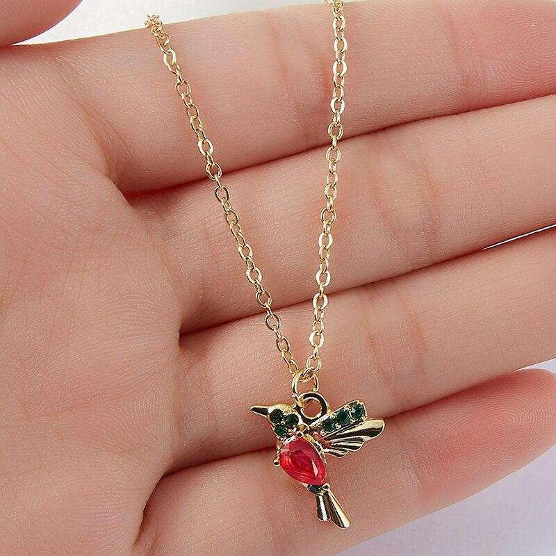 Enamel and zirconia hummingbird necklace "Garden Party" – Elegant & refined