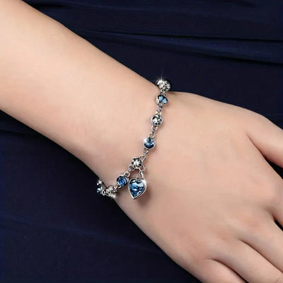 Radiant Ocean Blue Heart Bracelet