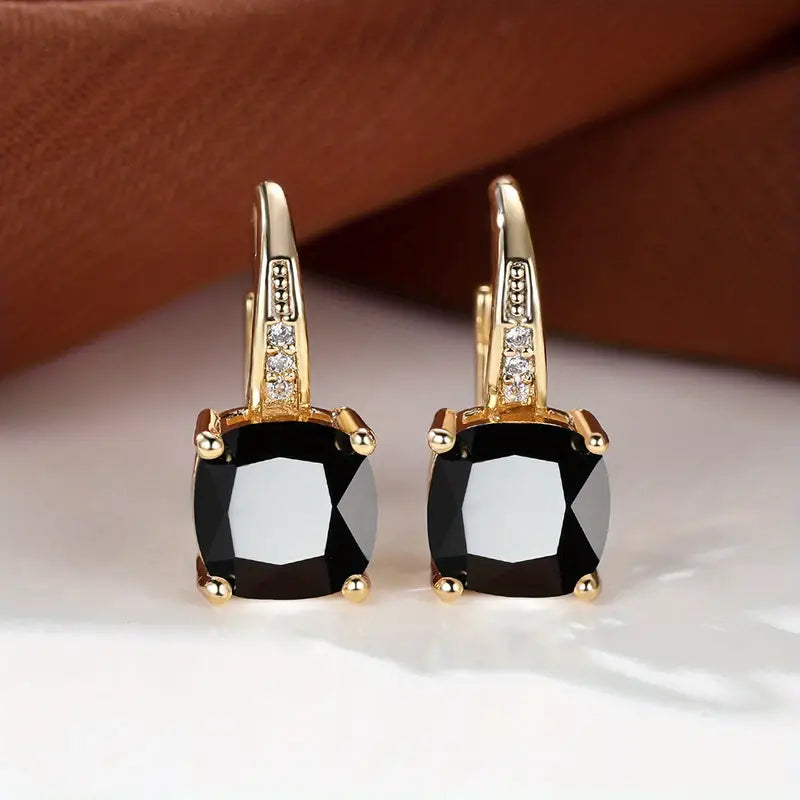 Enchanting Blue Gemstone Gold Hoop Earrings