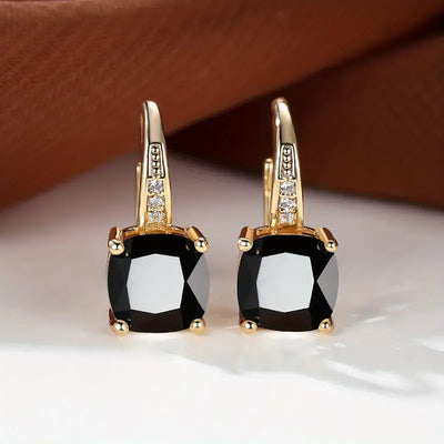 Enchanting Blue Gemstone Gold Hoop Earrings