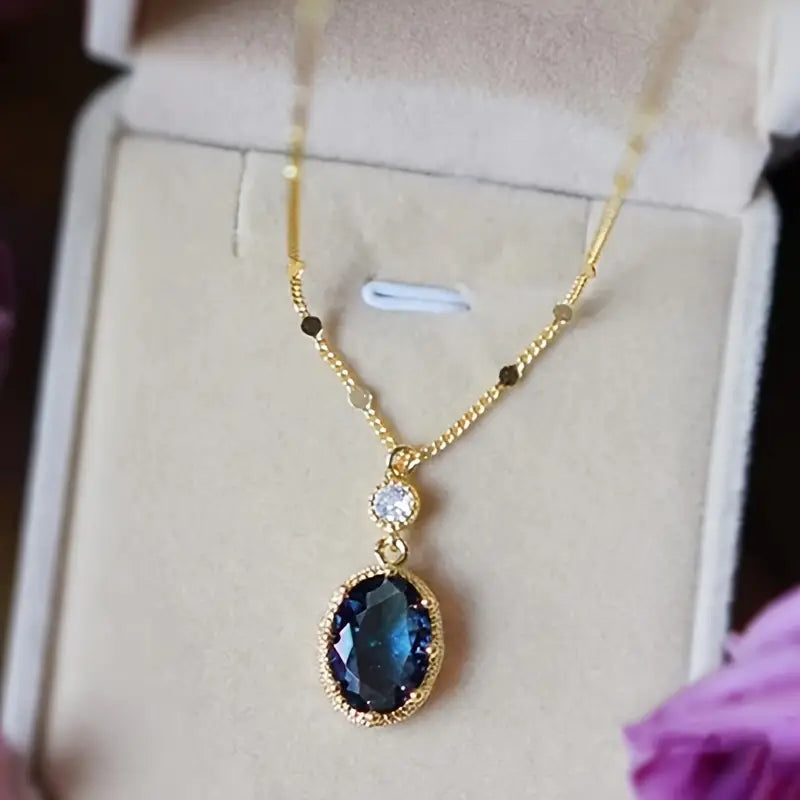 Sapphire Golden Moonlit Necklace