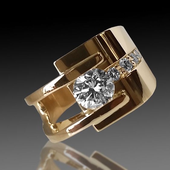 Vintage golden irregular zirconia ring "Romantic Dinner" – Elegant & refined