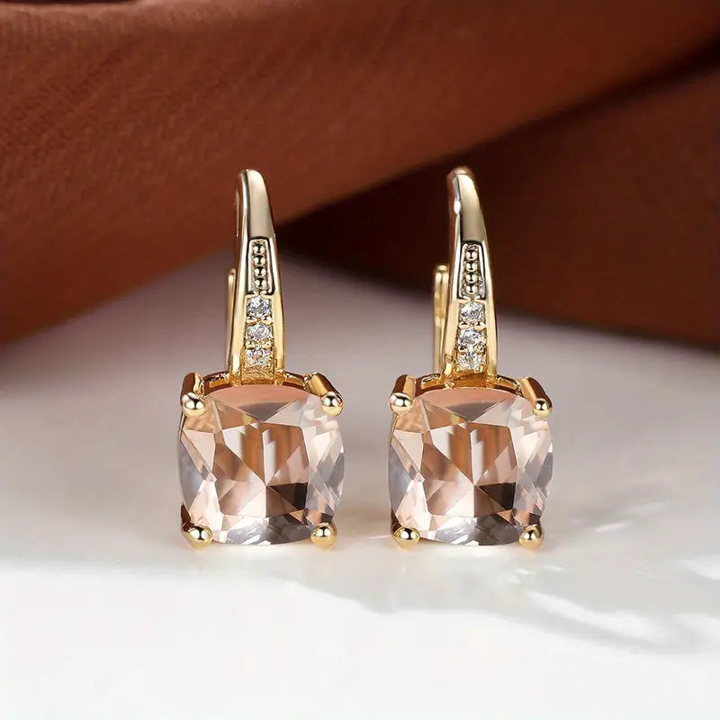 Enchanting Blue Gemstone Gold Hoop Earrings
