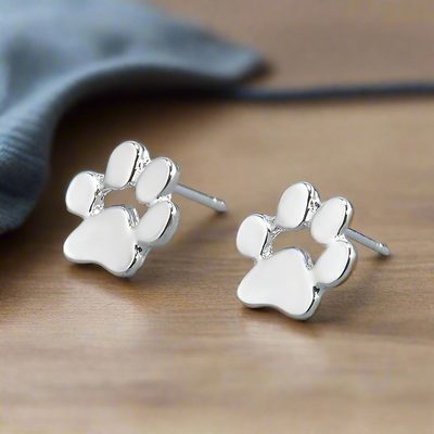 Hypoallergenic Paw Silver Earrings
