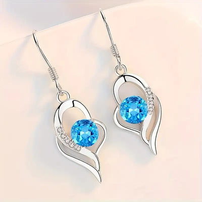 Eclipse Heart Drop Blue Earrings