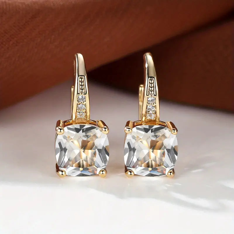 Enchanting Blue Gemstone Gold Hoop Earrings
