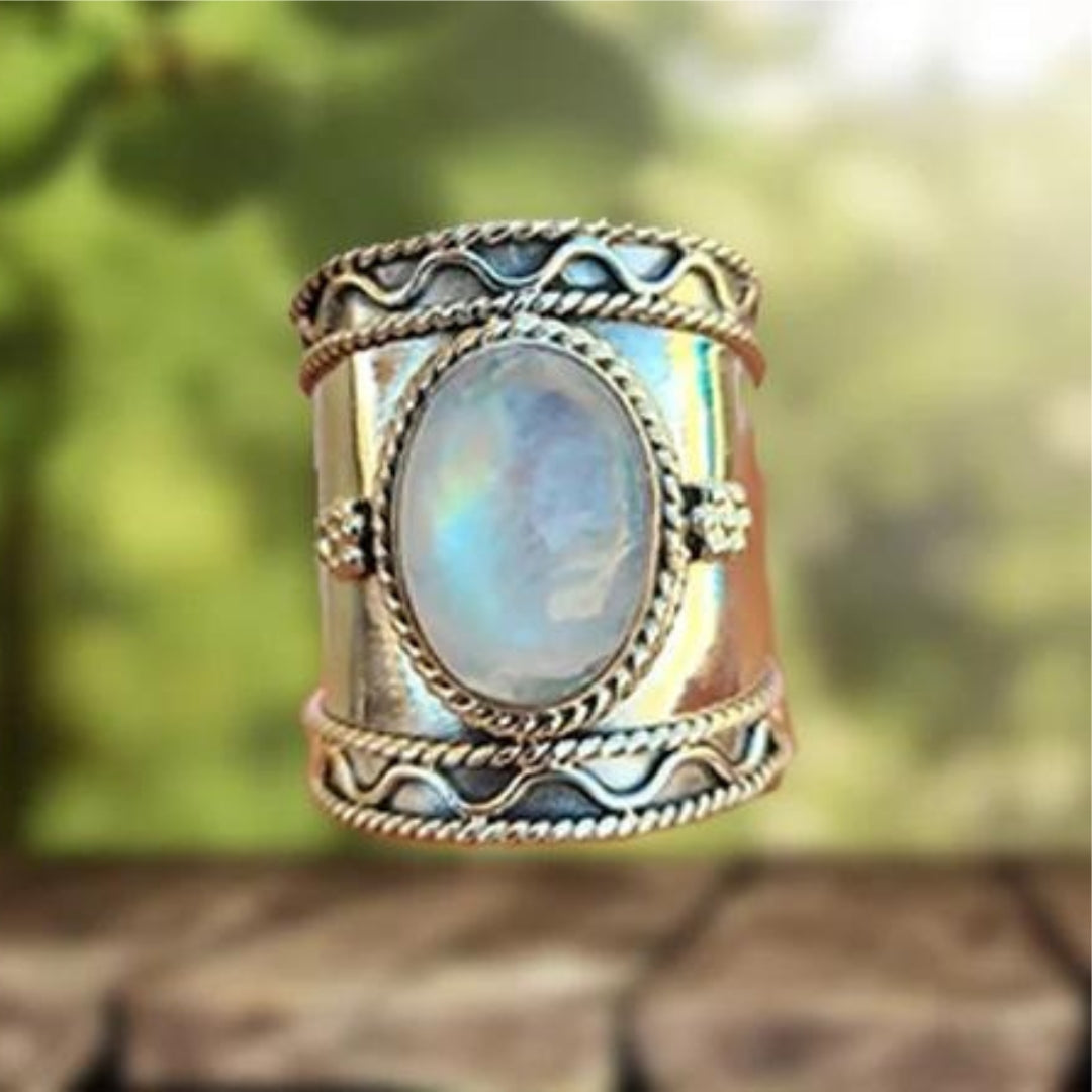 Moonstone wide band ring "Sunset Soirée" – Elegant & refined