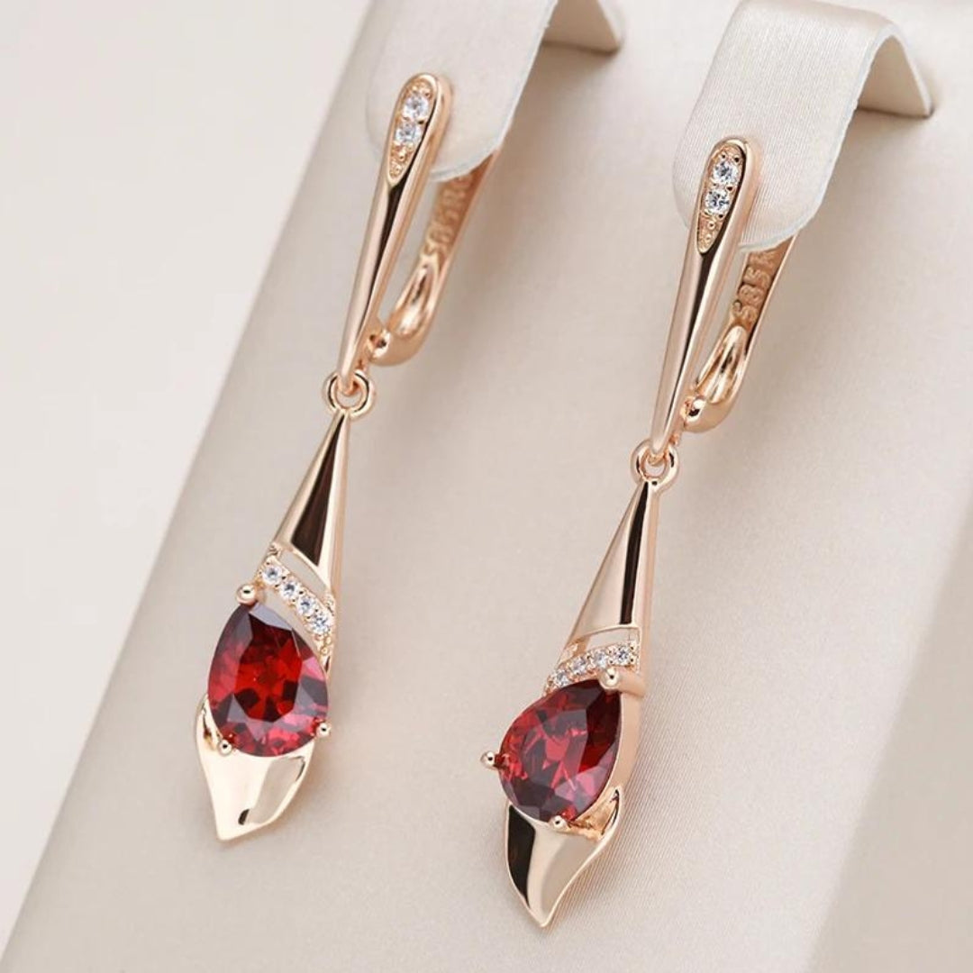 Red crystal pendant in gold "Romantic Dinner" – Elegant & refined