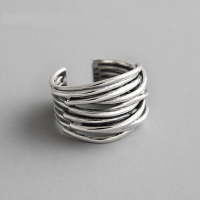 925 sterling silver adjustable layered ring "Sunset Soirée" – Elegant & refined